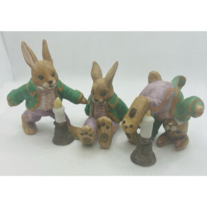 Vintage Easter Bunny Rabbits Set of 3 - Mother Goose Figurine by Shafford